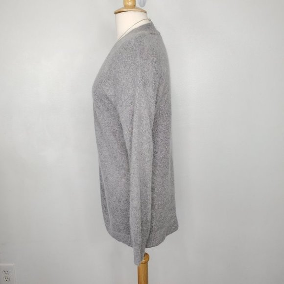H&M Gray Angora Blend Open Front Classic Minimalist Cardigan Size M - Picture 5 of 13